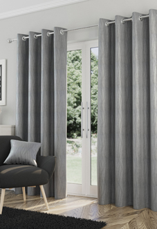 Goodwood Eyelet, Silver - Ready Made Curtains